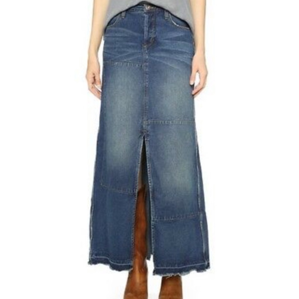 Free People Patchwork Jean Skirt